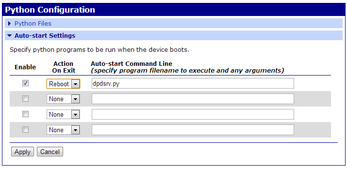Enable Python auto-start